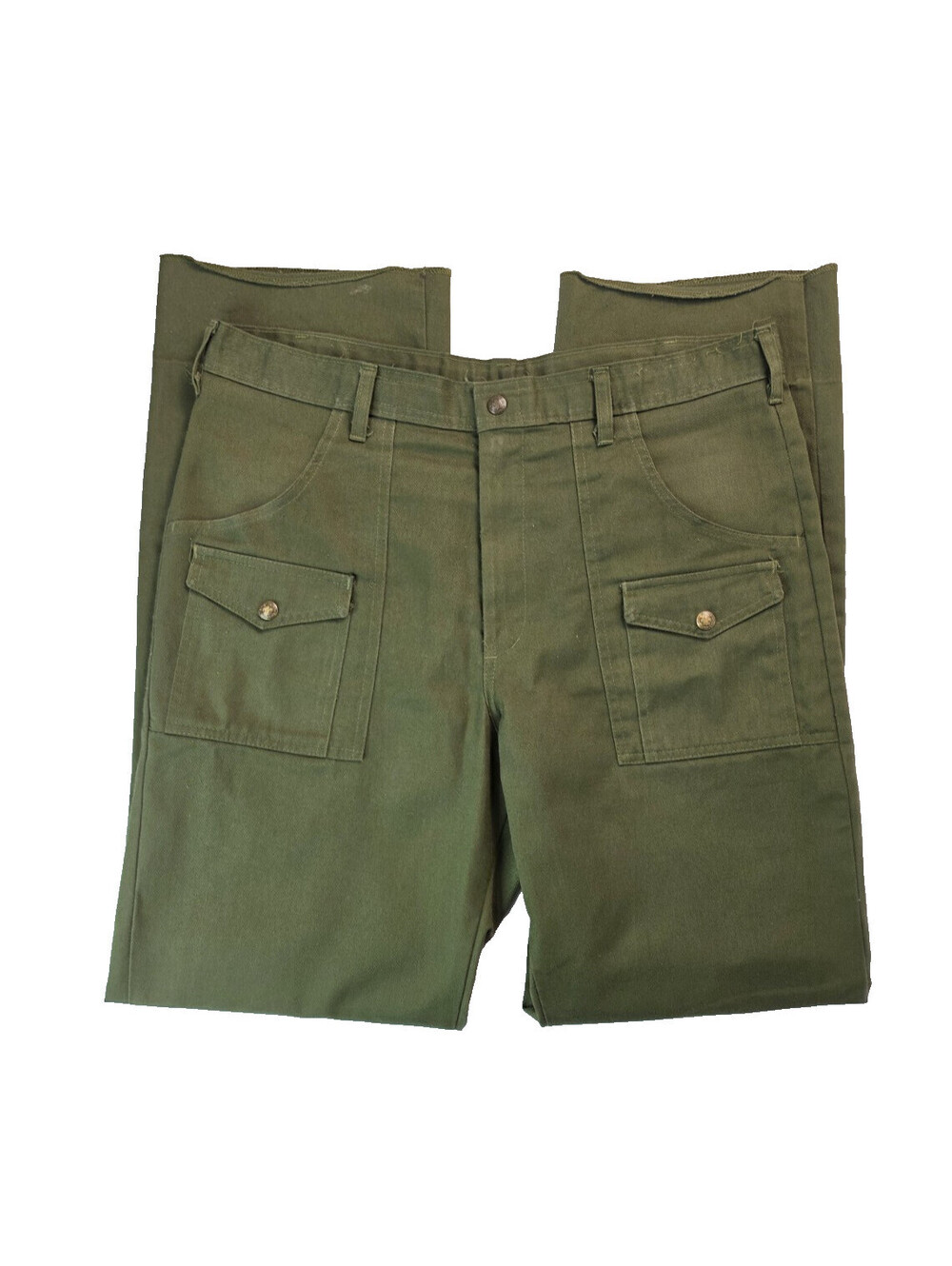 BSA Boy Scouts Vintage Olive Green Snap Pocket Hiking Pants Mens Size 36x33